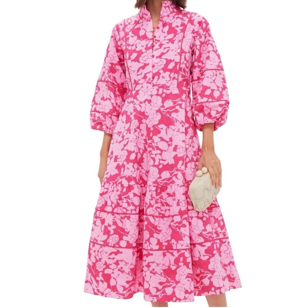 Tuckernuck Hyacinth Hot Pink Floral Midi Dress